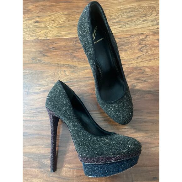 BRIAN ATWOOD Fontanne Glitter Heels Platform Pumps Size 7 Shoes SEXY PARTY - Picture 3 of 6